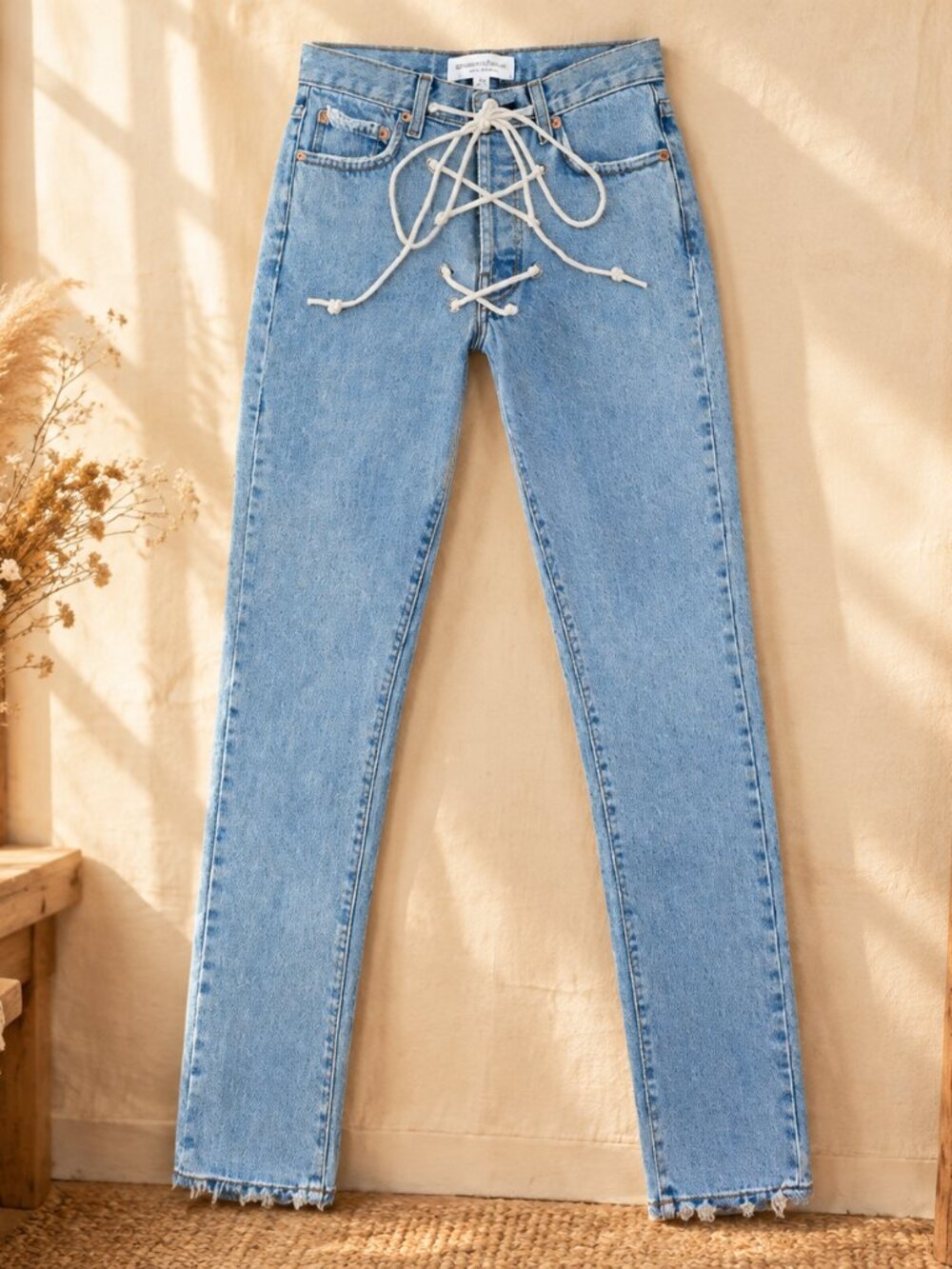 Runway Dreamz Lace-Up Jeans — Size Medium